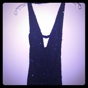 Navy blue sequins gown