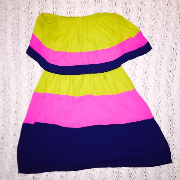 Dresses & Skirts - Strapless 3 color neon dress