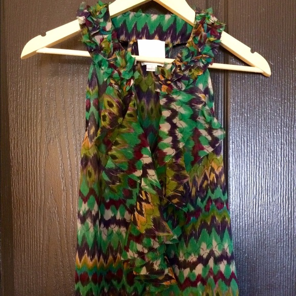 Sheer Bright Colored Ruffle Tank