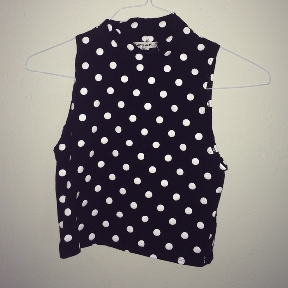 New B&W polka dot crop top