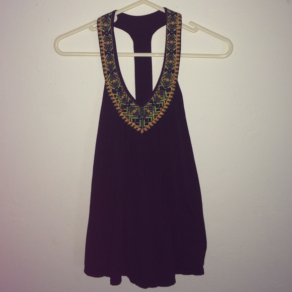 Black tribal print top