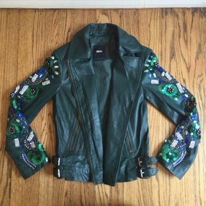 ASOS green & sequins leather jacket