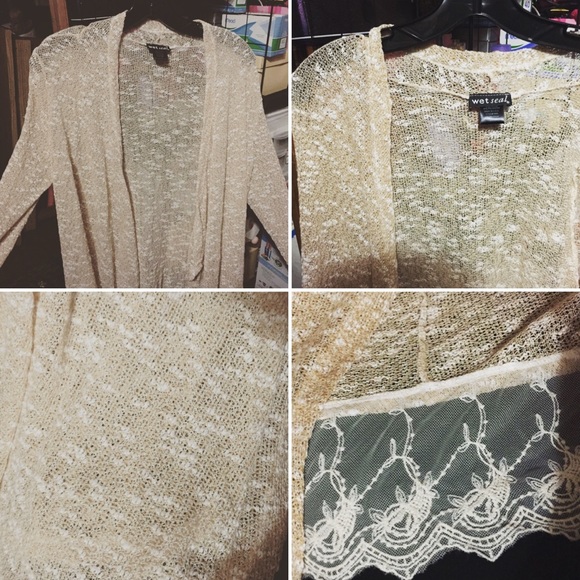 Beige Cardigan See Through