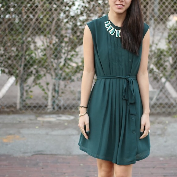 Green Pleated Dress