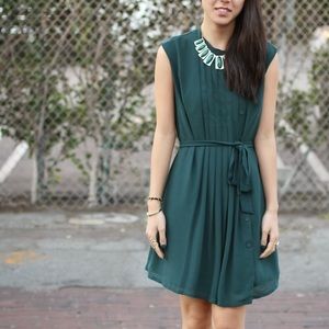 Green Pleated Dress