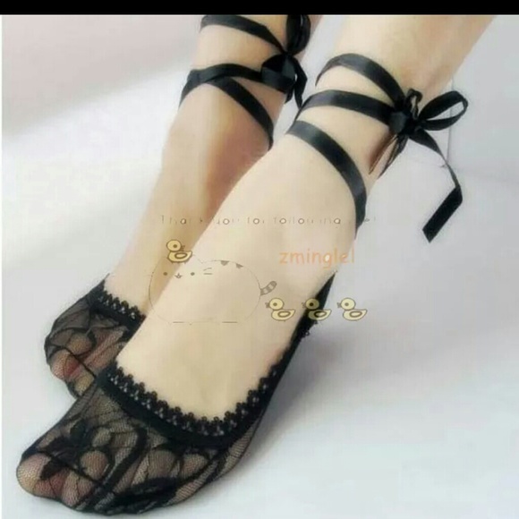 No brand Accessories - Black Lolita lace up invisible socks