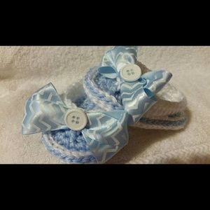 Baby handmade crochet flip flops.