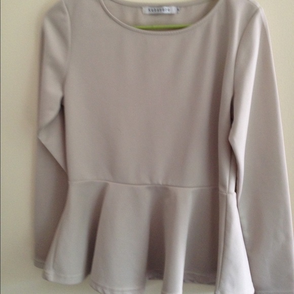Light Taupe Peplum Blouse