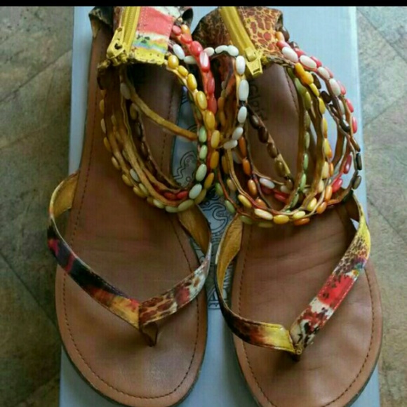 Zigi soho colorful beaded gladiator sandals