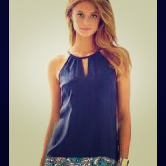 Lilly Pultizer Tillie Top , Navy, Med, NWOT