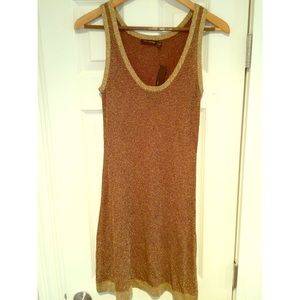 Gold knit tank dress