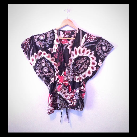 Printed kimono cardigan