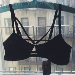 Urban Outfitters Black Strappy Bralette, L