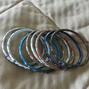 Metal and enamel bangle bundle