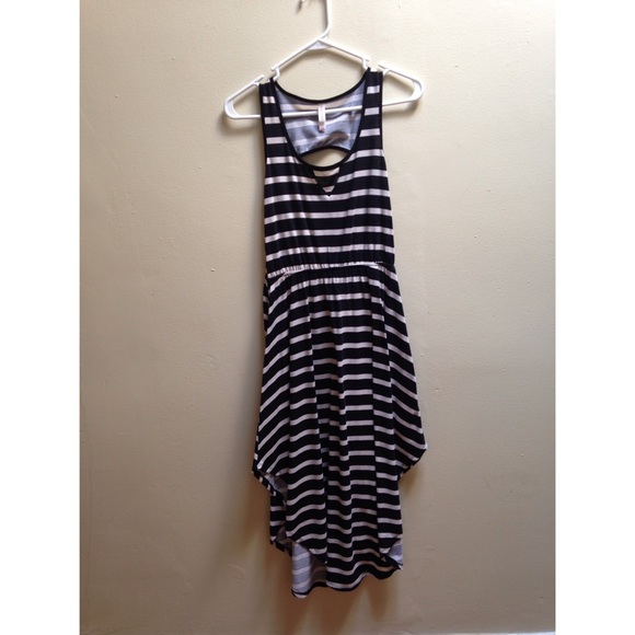 black and white striped dress