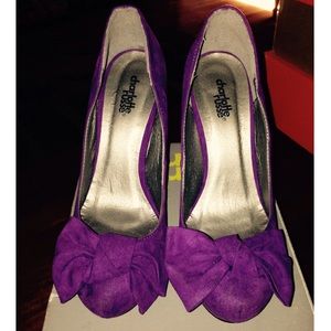 Purple Velvet Bow Pumps