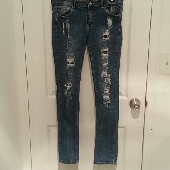 Skinny jeans with camouflage lining