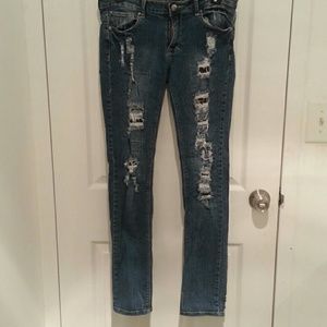 Skinny jeans with camouflage lining