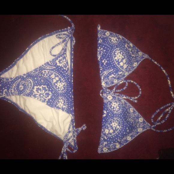 Blue,white patterned bathing suit. - Picture 1 of 2