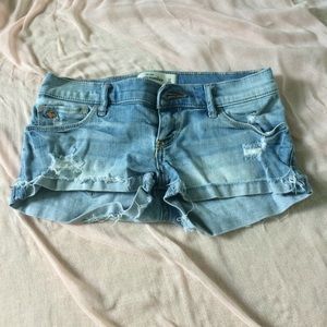 Abercrombie kids light wash destroyed shorts