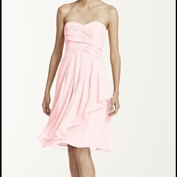 Davids Bridal Strapless Crinkle Chiffon Dress