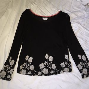 Black cotton shirt with floral design