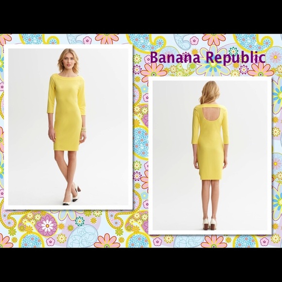 Banana Republic Back Cutout Pastel Yellow Dress XS