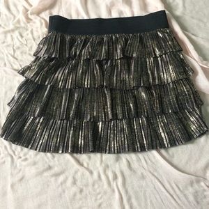 Black and gold pleated layered skirt