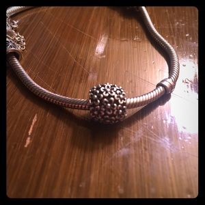 Three Pandora Charms Rose, and two Flowers