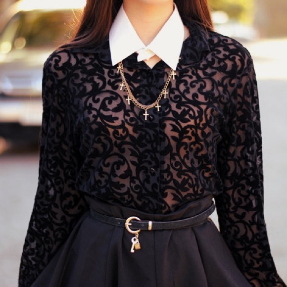 Motel Rocks Baroque Velvet Blouse