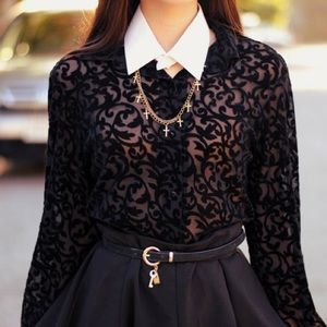 Motel Rocks Baroque Velvet Blouse