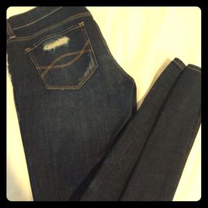 Slightly distressed blue jeans