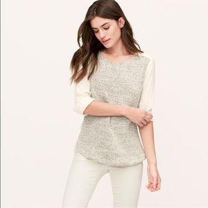 LOFT Peppered Knit Front Blouse NWT