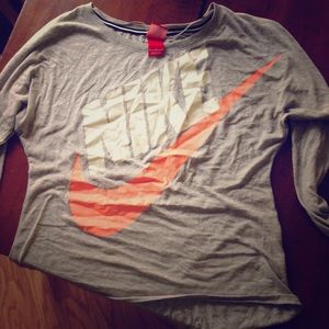 Nike light gray long sleeve off shoulder size M