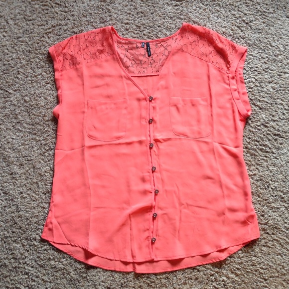 Maurice's coral shirt with Lace