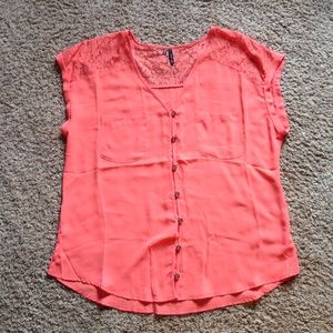 Maurice's coral shirt with Lace