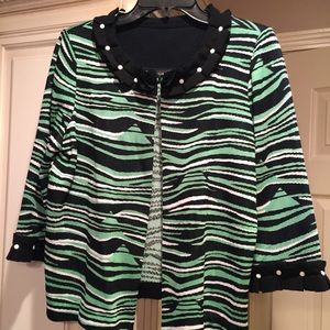 Ming Wang green/black cardigan large