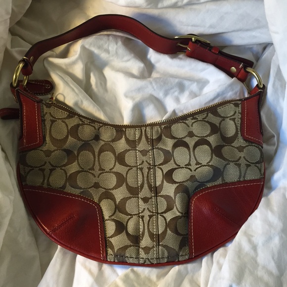 Authentic maroon leather Coach purse