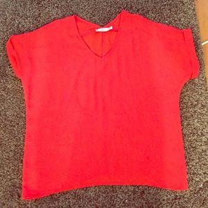 Lush Orange V-Neck Cold shoulder tunic