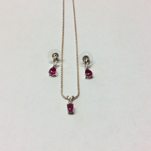 SS Diamond and Ruby Necklace Earring Set🌹(*NWOT*) - Picture 2 of 3