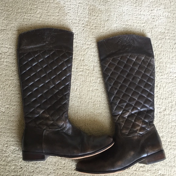 Vince Camuto quilted brown riding boots
