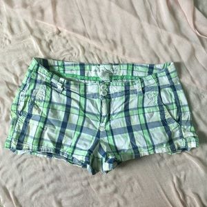 Green and navy Aeropostale plaid shorts