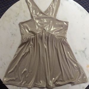 Metallic cross chest top