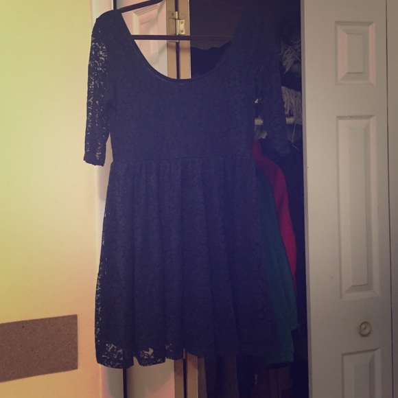 Size large navy blue lace dress from garage.
