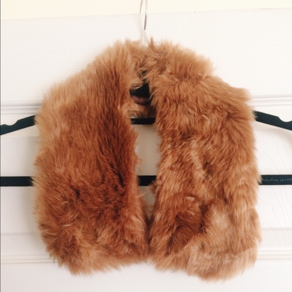 Topshop caramel brown faux fur collar