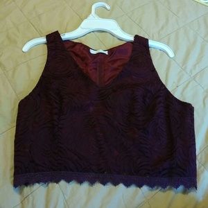 Burgundy crop top zip-up back!