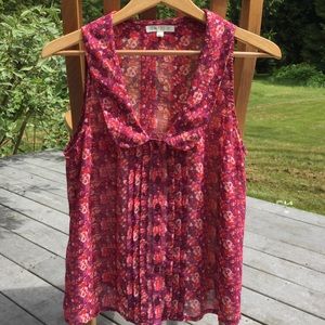 Sleeveless floral chiffon top