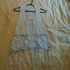 Tan crochet top perfect for the beach!!