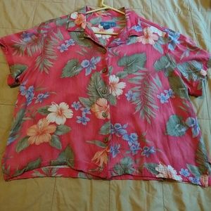 Floral short sleeve button down