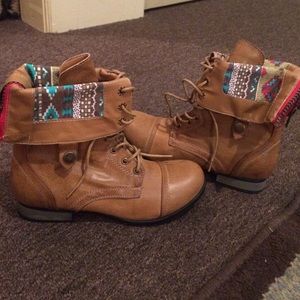 brown combat boots